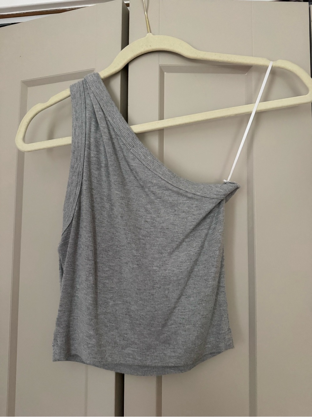 Gray Ribbed One Shoulder - Small - Picture 3 of 4